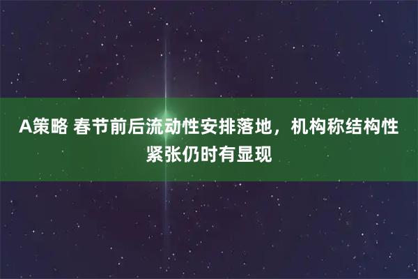 A策略 春节前后流动性安排落地，机构称结构性紧张仍时有显现