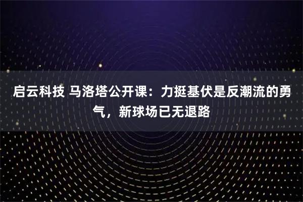 启云科技 马洛塔公开课：力挺基伏是反潮流的勇气，新球场已无退路