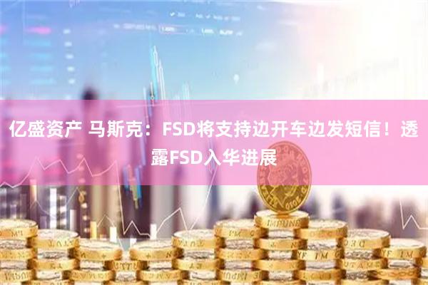 亿盛资产 马斯克：FSD将支持边开车边发短信！透露FSD入华进展